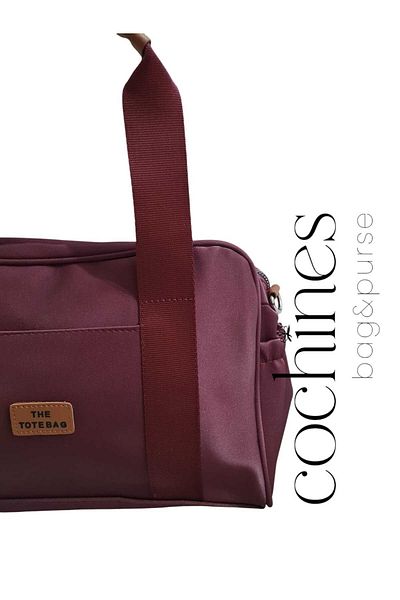 glowfit Portofel din țesătură Buzzy din satin moale de mărime mare pentru femei, roșu Claret, The Totebag, geantă de umăr și de braț