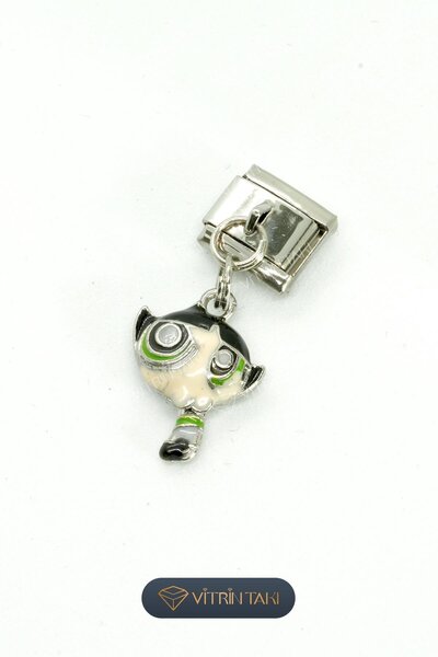 Çelik Powerpuff Girls Gümüş Renk İtalyan Bileklik Charm