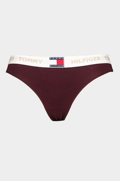 Tommy Hilfiger , Chiloti cu banda logo in talie, Alb, Visiniu, L