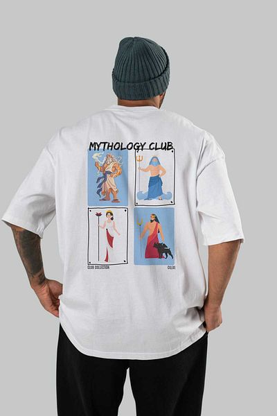 Ankhises Mythology Club 2 Back Printed Oversize T-Shirt Men Women 100% Cotton Crew Neck Tshirt