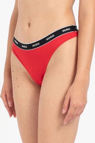 HUGO - Chiloti tanga cu logo, Rosu, XL