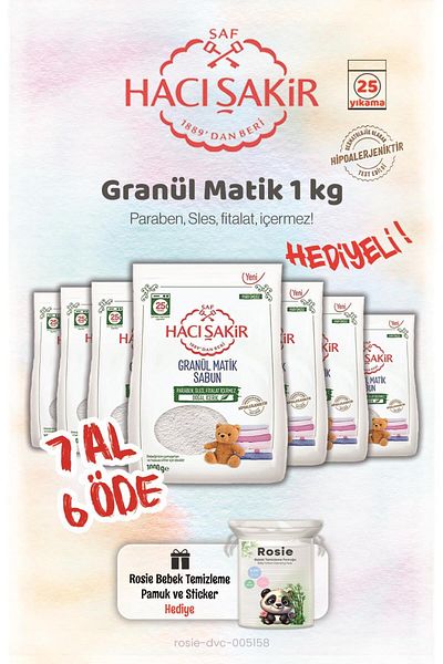 Hacı Şakir Buy 7 Pay 6 Hacı Şakir 1 kg Granulated Matic Laundry Detergent and Rosie