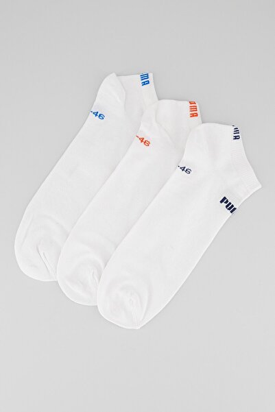 Puma Unisex Ankle Socks Set - 3 Pairs White/Red Size 43-46