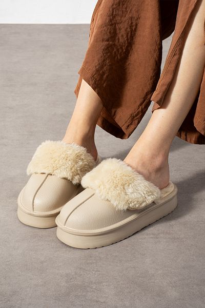 Polomia Comfort Poppy Athens Women's Faux Fur Lightweight Non-Slip Eva Sole Winter Slippers