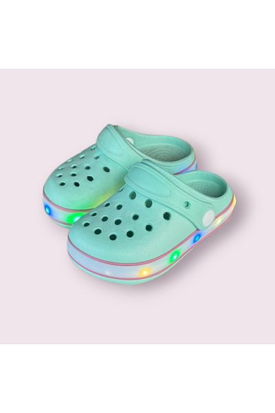 AkınalBella Female Child Mint Green Light Led Sole Closed Front Slippers Sandals