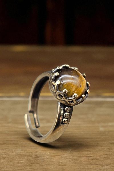 NBS Beautiful Naturel Stones Ring Pure Copper Adjustable Tiger Stone Special Design (Daily, Gift, Special Occasions)