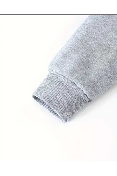 caddekombin Man Struggles Printed Hooded Pocket Inside Wool Gray Sweatshirt