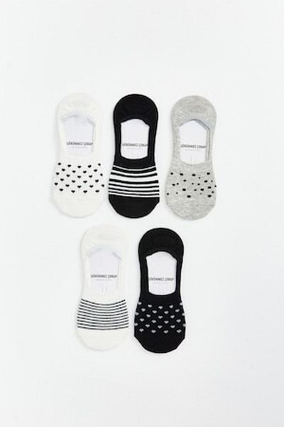 LC Waikiki - Set of very short socks - 5 pairs, Black, Off-white, Light gray mélange, 39-40