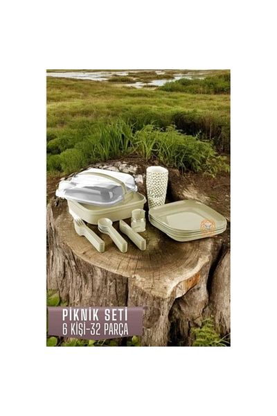 shopwave Picnic Set 32 Pieces for 6 People Latte