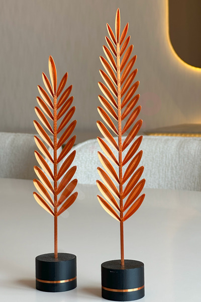 figurio Dekoratif Modern Bronz Tüy Yaprak Takımı / Ev Dekorasyonu Şık İkili A...