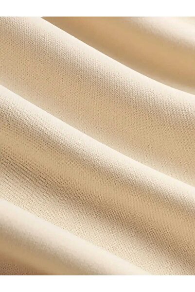 caddekombin Hanorac bej cu decolteu rotund cu imprimeu Black Pen Rose