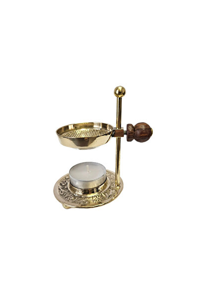 Zaucada Arzator Tamaie cu Sita, Alama, Auriu, 11 x 7.5 cm