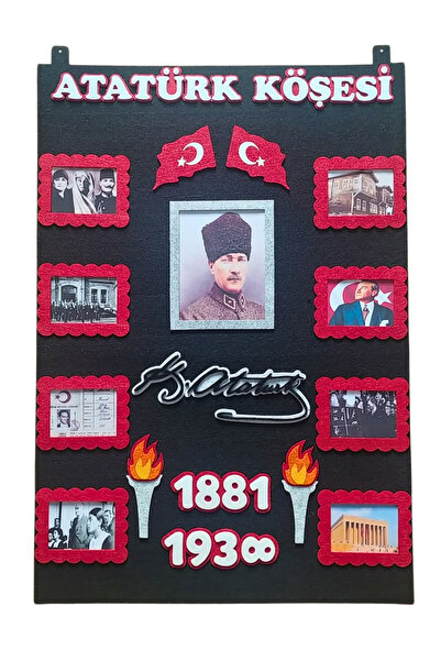 KECENGUZELTASARIM Ngüzelkecetasarim Meşaleli, İmzalı ve Resimli Atatürk Köşes...