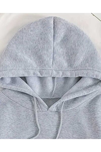 caddekombin Teacher Printed Cotton Gray Sweatshirt with Pocket