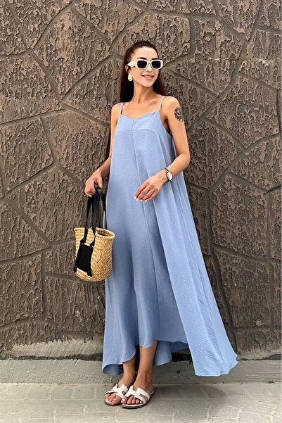 sportiness Ayarlanabilir Askılı Aerobin Kumaş Uzun Elbise