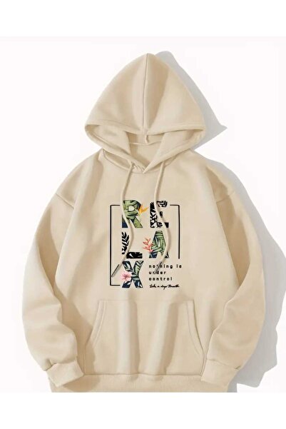 caddekombin Φούτερ με κουκούλα Order Control με τσέπη, βαμβακερό μπεζ