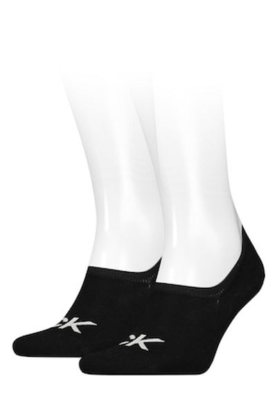 Calvin Klein , Set de șosete unisex foarte scurte cu detalii cu logo - 2 perechi, Negru, Mărime 43-46