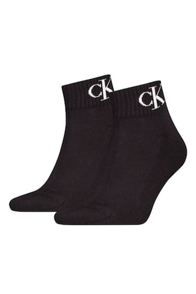 Calvin Klein , Set of short logo print socks - 2 pairs, Faded Black, Optic White, Size 43-46