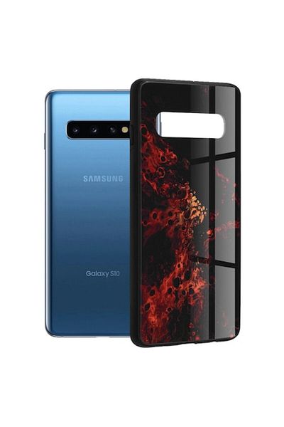 dalip Protective Case Compatible with Samsung Galaxy S10, Glaze Series, TPU, Red Nebula
