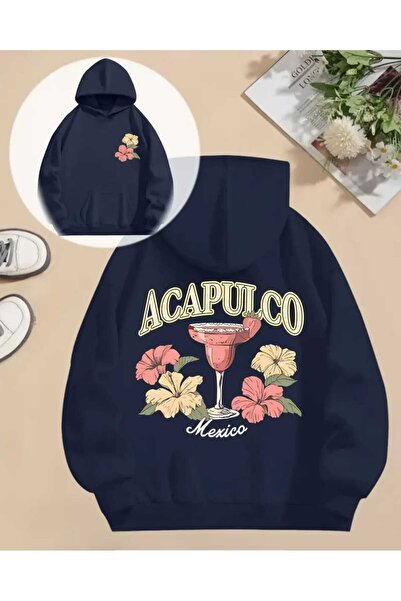 caddekombin Hanorac cu glugă cu imprimeu Acapulco, cu buzunar, cu interior di...