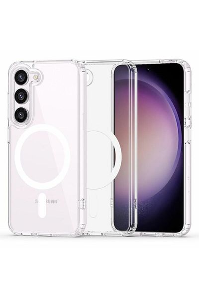 dalip Carcasă de protecție compatibilă cu Samsung Galaxy S23, Magsafe Pro, silicon, alb-transparent