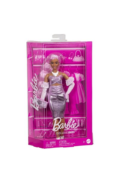 Barbie ΚΟΥΚΛΑ ΠΟΛΥΤΕΛΗΣ ΣΤΥΛ ΜΕ ΜΩΒ ΜΑΛΛΙΑ
