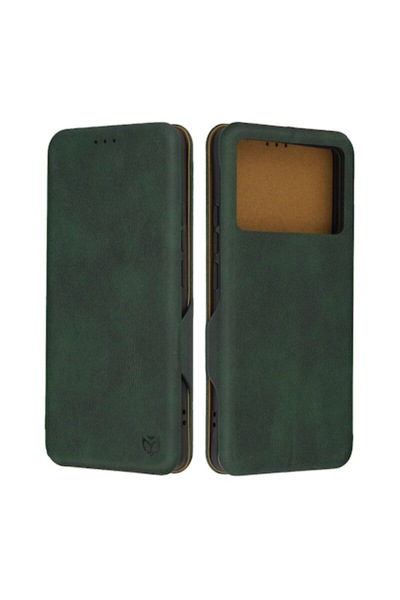 Dali Husă de protecție cu clapă compatibilă cu Xiaomi Poco X6 Pro, Safe Wallet Plus, piele, verde închis