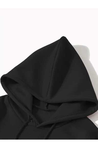 caddekombin Μαύρο φούτερ με κουκούλα Palm Angels Beach με στάμπα, με τσέπες και επένδυση από μαλλί