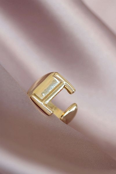 shopwave Gold Color Adjustable Metal Women's Ring with Letter I