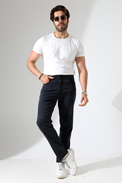 sports here Erkek Kaliteli Esnek Likralı Denim Kumaş Regular Kalıp Pantolon