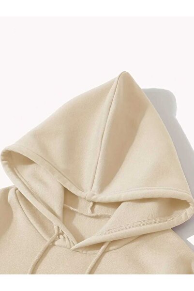 caddekombin Μπεζ φούτερ με κουκούλα με στάμπα Backstreet Boys με μάλλινη επένδυση και τσέπες