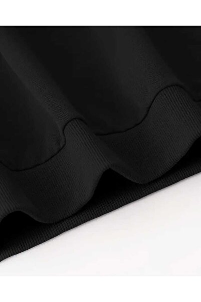 caddekombin Μαύρο φούτερ με κουκούλα με στάμπα Perfectly Imperfect, με τσέπη και εσωτερικό μάλλινο επένδυση