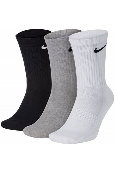 Nike Set 3 perechi de șosete Everyday Cushioned Crew, alb/gri/negru, mărimea 38-42