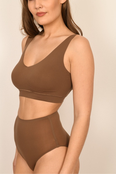 BICCA Seria Casey, model confortabil cu talie înaltă, chiloți confortabili, maro