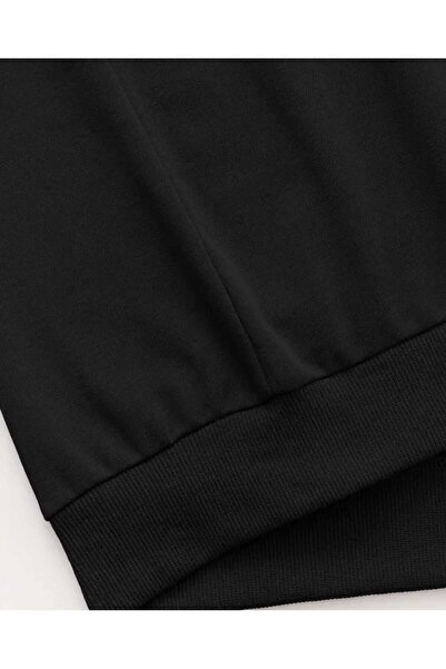 caddekombin Μαύρο φούτερ με κουκούλα με στάμπα Perfectly Imperfect, με τσέπη και εσωτερικό μάλλινο επένδυση