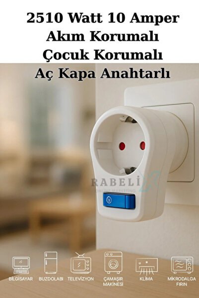 Rabelix Online Marketing High Current and Child Proof Single Socket 2510 Watt Switched Led Light 10 Ampere