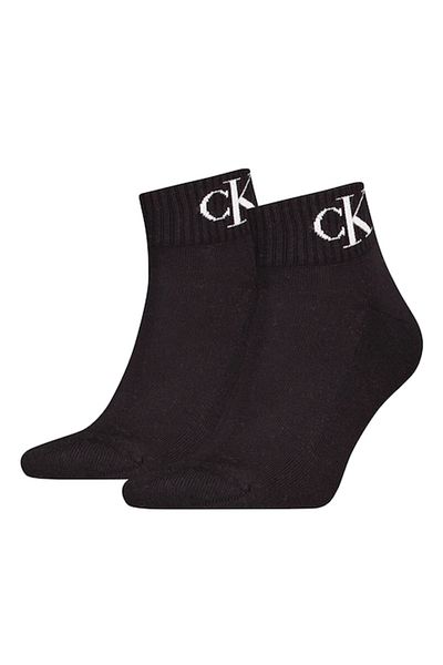 Calvin Klein , Set of short logo print socks - 2 pairs, Faded Black, Optic White, Size 43-46