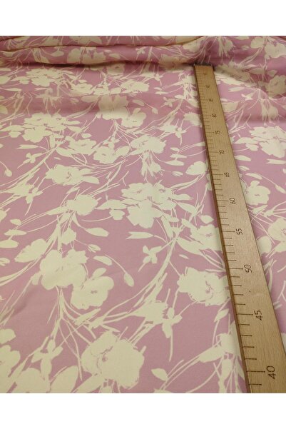 Kumaş Parça شيفون بألوان كريمي وردي (عرض 140 سم × طول 215 سم)