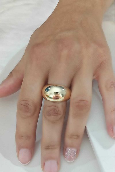 KYOLA DESİGN Bombeli Gold Adjustable Women's Ring