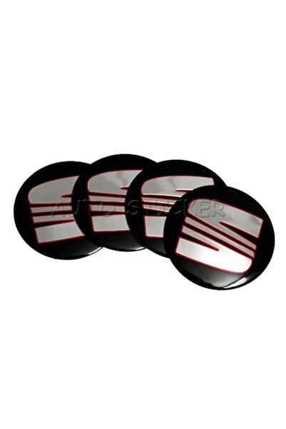 BLACK Autocolante pentru scaune + adeziv roșu din aluminiu 56 mm pentru jante din aliaj