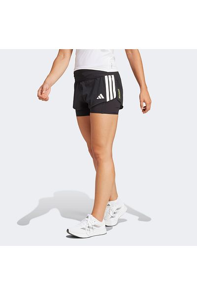 adidas Γυναικείο μαύρο σορτς για τρέξιμο Adizero Running 2in1 Gel
