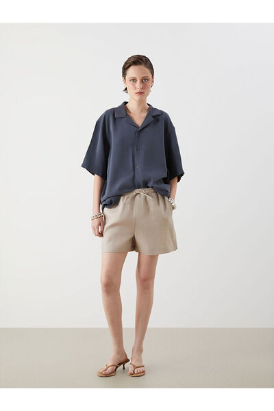 LC Waikiki شورت نسائي من LCW بخصر مطاطي 100% كتان