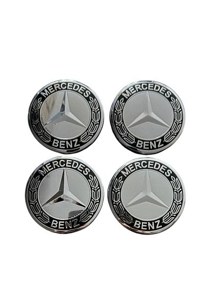 MERCEDES Set 4 capacele roti 75mm, pentru jante aliaj Mercedes, Negru Chrome
