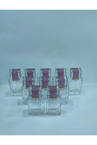 OEM Modern Şeffaf Yeniden Doldurulabilir Cam Parfüm Şişesi 50ml 10'lu Set Pembe