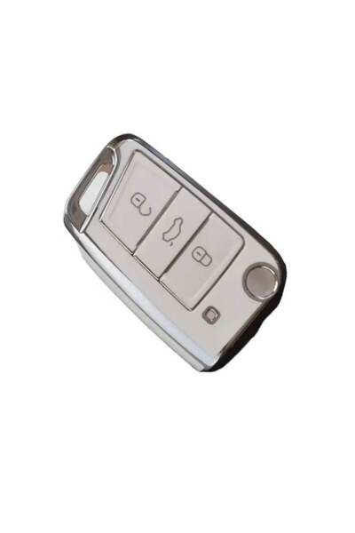 MAF Carcasă cheie auto cu 3 butoane, pentru Volkswagen Golf VII, Tiguan, Polo V, Passat, Skoda, Seat, albă