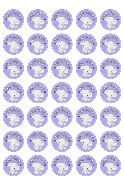 Cuppy Box Great Job Elephant 1 Sheet A4 Sticker 35 Pieces