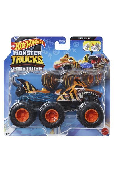 HOT WHEELS MONSTER TRUCK BIG RIGS MASINUTA METALICA CU 6 ROTI TIGER SHARK SCARA 1:64