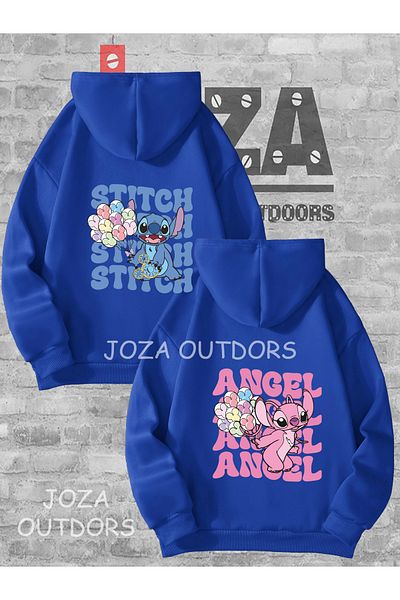 Joza Outdoors Femei Bărbați Nou Lilo Stitch Spate Imprimat Cuplu Iubitor Combinație Hanorac cu glugă Set de 2