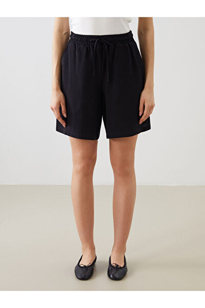 LC Waikiki Lcw Women's Shorts with Elastic Waist and Linen Blend