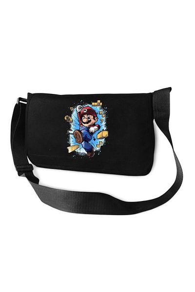 DEEFWEAR Black Super Mario Printed Back to School Messenger Bag